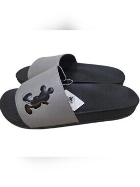 Disney Store Mickey Mouse Bĺack & Grey Slides Sandals Men's Size 11 NEW